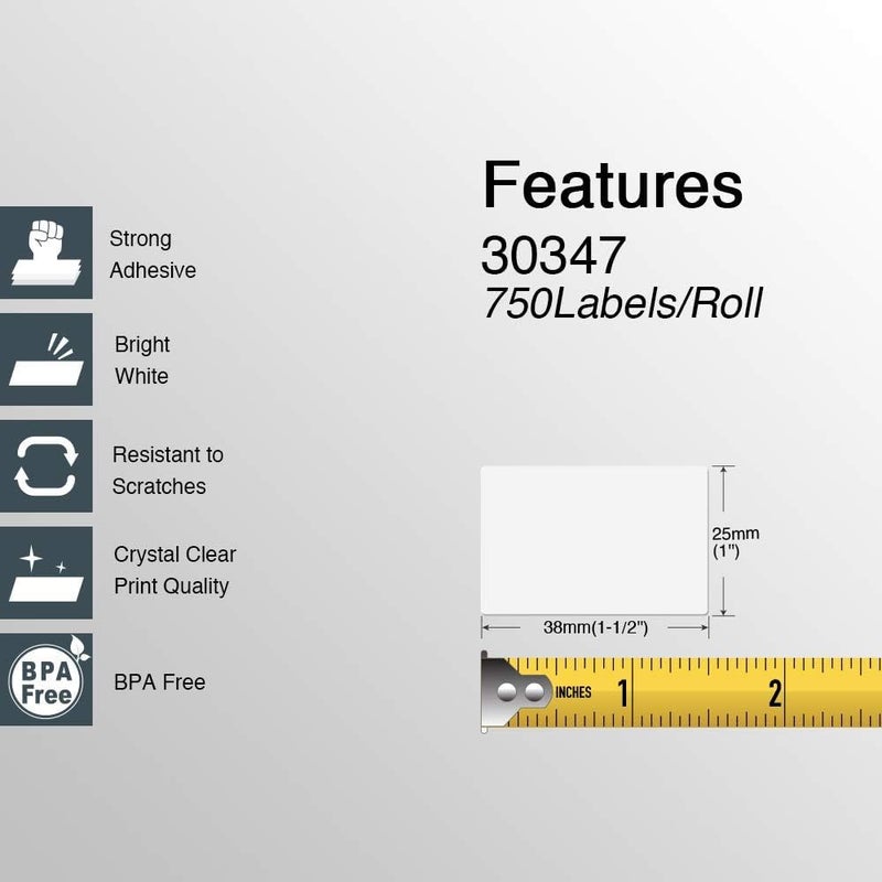 BETCKEY - Compatible DYMO 30347 (1" x 1-1/2") Book Spine Labels - Compatible with DYMO Labelwriter 450, 4XL, NOT FIT 550 & 5XL [16 Rolls/12000 Labels] - Image 3